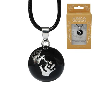 BOLA DE GROSSESSE NOIR LISSE/MOTIF ARGENT - ELISE