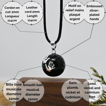 BOLA DE GROSSESSE NOIR LISSE/MOTIF ARGENT - ELISE 4