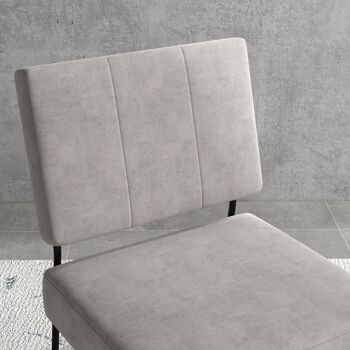 HOMCOM Fauteuil de salon confortable chaise velours avec Pieds en Acier pour Salon Chambre Salle de Séjour Gris 7