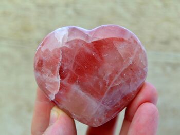 Cristal de cœur en forme de calcite rose (45 mm - 70 mm) 2