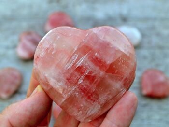 Cristal de cœur en forme de calcite rose (45 mm - 70 mm) 5
