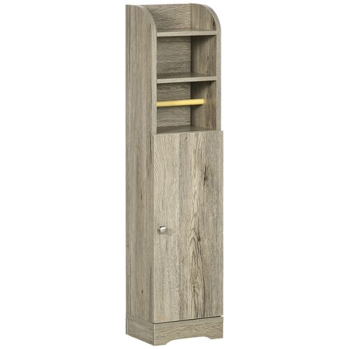 kleankin Support Papier Toilette armoire de rangement pour Papier Gain de Place Salle de Bain 23 x 18 x 100 cm Gris