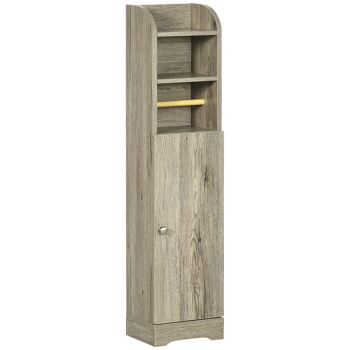 kleankin Support Papier Toilette armoire de rangement pour Papier Gain de Place Salle de Bain 23 x 18 x 100 cm Gris 1