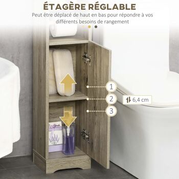 kleankin Support Papier Toilette armoire de rangement pour Papier Gain de Place Salle de Bain 23 x 18 x 100 cm Gris 4