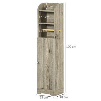 kleankin Support Papier Toilette armoire de rangement pour Papier Gain de Place Salle de Bain 23 x 18 x 100 cm Gris 5