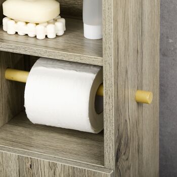 kleankin Support Papier Toilette armoire de rangement pour Papier Gain de Place Salle de Bain 23 x 18 x 100 cm Gris 8