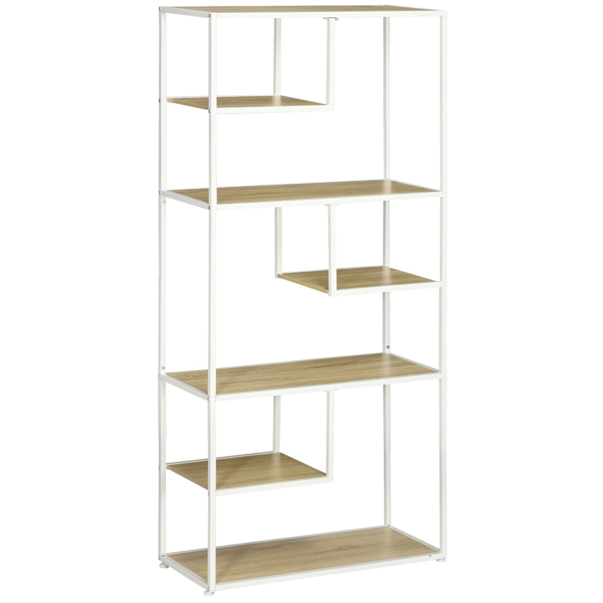 HOMCOM Bibliothèque étagère de rangement à 7 niveaux cadre en acier style industriel pour salon chambre cuisine - 83 x 34 x 180 cm