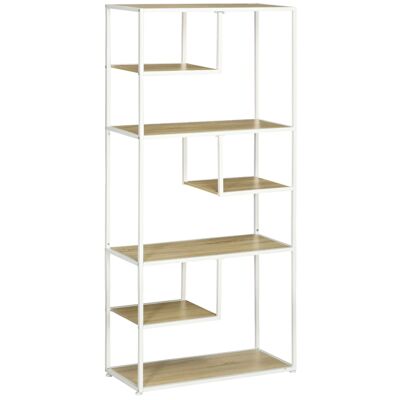 HOMCOM Scaffale per Libri a 7 Ripiani con Struttura in Acciaio Stile Industriale per Soggiorno Camera da Letto Cucina - 83 x 34 x 180 cm