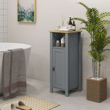 kleankin Meuble de salle de bain avec étagères réglables et poignées 32 x 30 x 80 cm gris 2