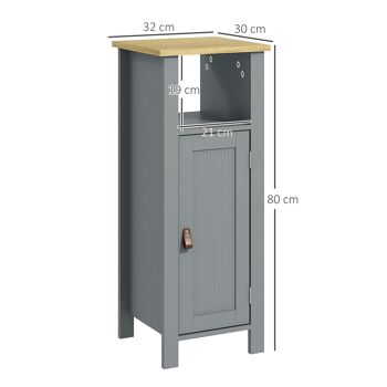 kleankin Meuble de salle de bain avec étagères réglables et poignées 32 x 30 x 80 cm gris 5