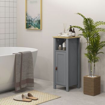 kleankin Meuble de salle de bain avec étagères réglables et poignées 32 x 30 x 80 cm gris 6