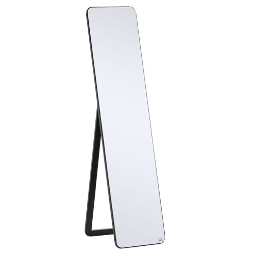 HOMCOM Miroir sur Pied et Mural rectangulaire dim. 37L x 43l x 156H cm en bois Aspect Noir