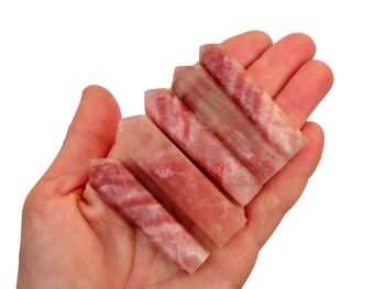 Pointe de cristal à facettes en calcite rose (55 mm - 65 mm) 3
