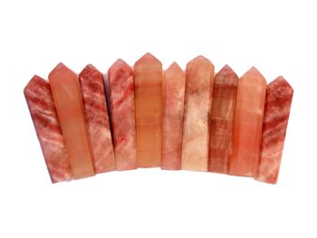 Pointe de cristal à facettes en calcite rose (55 mm - 65 mm) 4