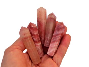 Pointe de cristal à facettes en calcite rose (55 mm - 65 mm) 5