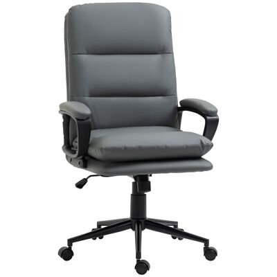 Vinsetto Fauteuil de bureau, chaise ergonomique, pivotant à 360°, hauteur réglable, revêtement PU, accoudoirs rembourrés, fauteuil d'ordinateur, charge max. 120 kg, gris