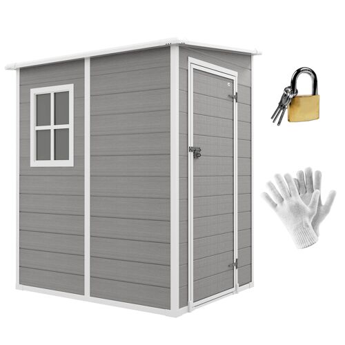 Outsunny Abri de jardin 1,54 m² cabane de jardin pour outils - porte verrouillable, aération et fenêtre - dim. 122L x 149l x 192/177H cm - aluminium et PP, gris