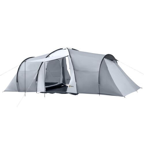 Outsunny Tente de camping familiale 4-6 personnes dôme 2 chambres 1 séjour et 1 auvent anti-UV Imperméable 2000 mm sac de transport multicolore