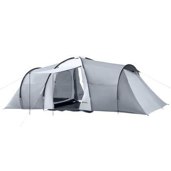 Outsunny Tente de camping familiale 4-6 personnes dôme 2 chambres 1 séjour et 1 auvent anti-UV Imperméable 2000 mm sac de transport multicolore 1
