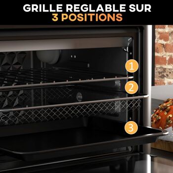 HOMCOM Four électrique multifonction de table Mini four grille-pain 13L 1200W Friteuse à air avec 12 modes de chauffage Minuterie et température réglable Blanc 4