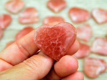 10 Pcs Lot de Coeur de Calcite Rose (30mm - 35mm) 3