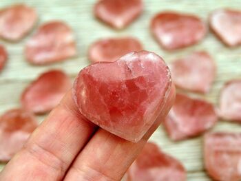 10 Pcs Lot de Coeur de Calcite Rose (30mm - 35mm) 5