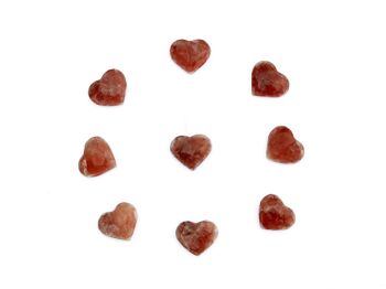 10 Pcs Lot de Coeur de Calcite Rose (30mm - 35mm) 6