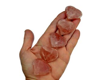 10 Pcs Lot de Coeur de Calcite Rose (30mm - 35mm) 7