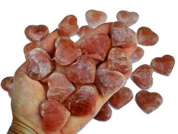 10 Pcs Lot de Coeur de Calcite Rose (30mm - 35mm) 9