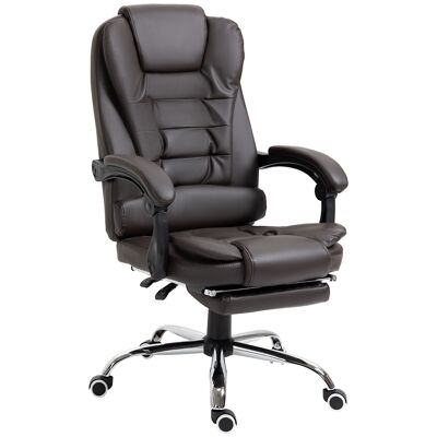 HOMCOM Sillón de oficina sillón directivo muy cómodo con respaldo reclinable, ruedas P.U 64,5 x 69 x 117 cm Café
