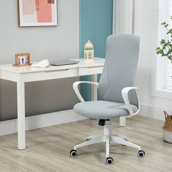 Vinsetto Fauteuil de bureau fauteuil manager ergonomique avec accoudoirs et roulettes pivotant - fonction inclinaison mécanisme à bascule et hauteur réglable dim. 62L x 56l x 119,5H cm - gris clair 2