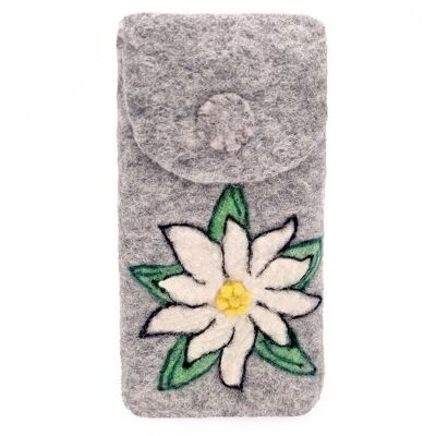 Funda para móvil "Edelweiss con corona de hojas", funda para móvil de 9 x 18 cm