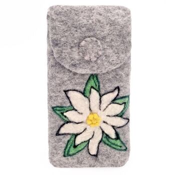 Étui pour téléphone portable "Edelweiss avec couronne de feuilles", étui pour téléphone portable 9 x 18 cm 1