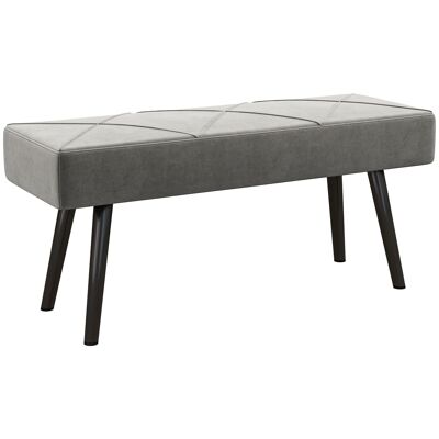 HOMCOM Banc bout de lit banquette banc en tissu velours cadre en acier - 100 x 36 x 45 cm - gris