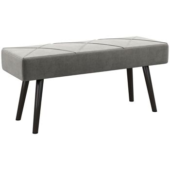 HOMCOM Banc bout de lit banquette banc en tissu velours cadre en acier - 100 x 36 x 45 cm - gris 1