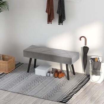 HOMCOM Banc bout de lit banquette banc en tissu velours cadre en acier - 100 x 36 x 45 cm - gris 8