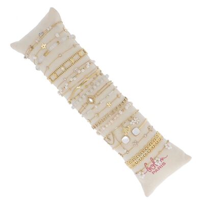 Kit de 20 pulseras de acero - oro blanco - exhibición gratuita