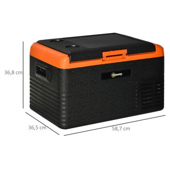 Outsunny Glacière électrique 30L portable, réfrigérateur congélateur avec poignées - dim. 58,7L x 36,5l x 36,8H cm orange et noir 5