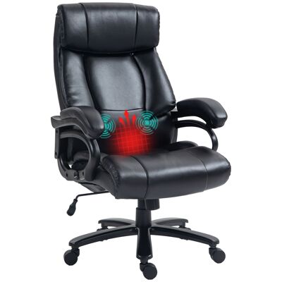 Vinsetto Massage-Bürostuhl, ergonomischer Stuhl mit Heizfunktion, 2 Vibrationsmassagepunkte, höhenverstellbar, Kunststoffbezug, max 180 kg schwarz