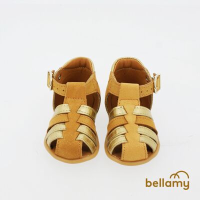 CHAUSSURE BÉBÉ-NU-PIED FILLE-DAX CAMEL en CUIR