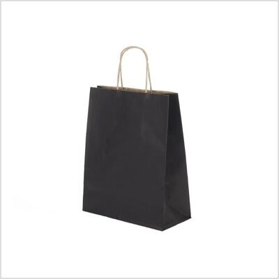 Borsa Kraft mini – nera – con cordoncino marrone – 100 pz