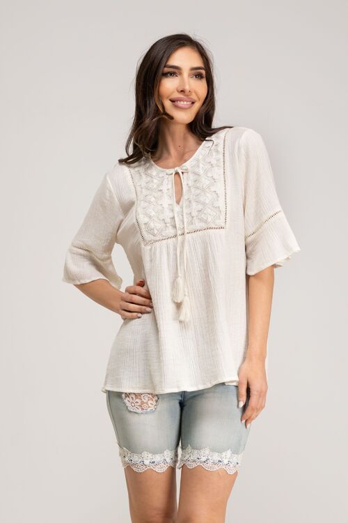 BLUSA LISA 90% ALGODÓN 10% NILON IC2546B_CRUDO