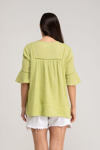 BLOUSE UNIE 90% COTON 10% NYLON IC2546B_GREEN 3