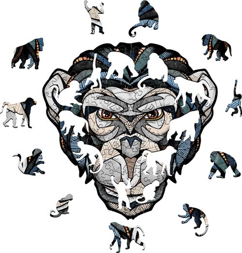 Eco Wood Art Houten Legpuzzel Chimpansee/Chimp, 3496, Size L, 39,7×39,2×0,4cm