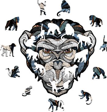 Eco Wood Art Puzzle en Bois Chimpanzé/Chimp, 3496, Taille L, 39,7 × 39,2 × 0,4 cm 1