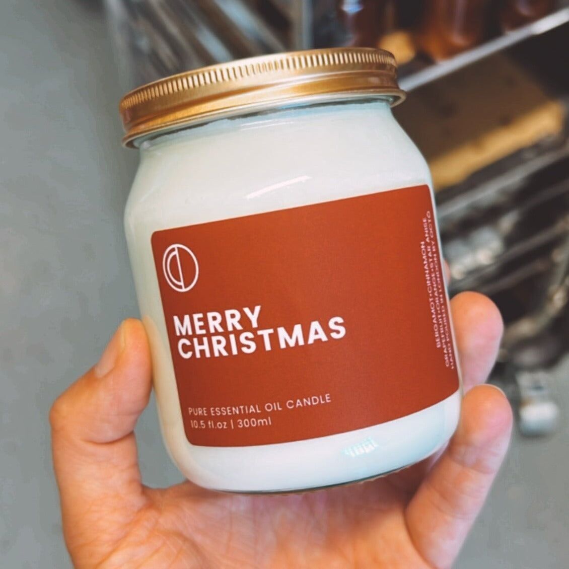 Frohe Weihnachten (Bergamotte + Zimt + Grapefruit + Bitterorange + Sternanis) | Klare Kerze im Glas, 300 ml