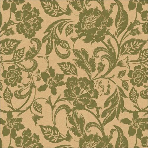 Cadeaupapier - BioKraft – Fleur – olive – 60cm x 100 meters