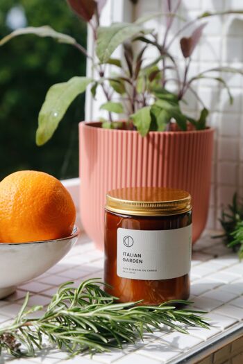 Bougie de jardin italien (Orange + Romarin + Sauge) | Bougie en pot d'ambre 5