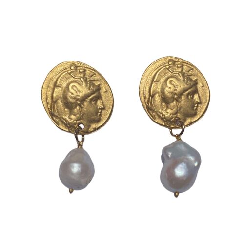 ROMAN COINS PEARL EARRINGS