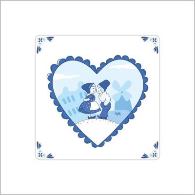 Etiquetas – azul de Delft – corazón – 250 piezas